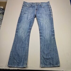 Rock & Roll Cowboy Pistol Jeans Mens Regular Bootcut Thick Stitch Blue 38x34